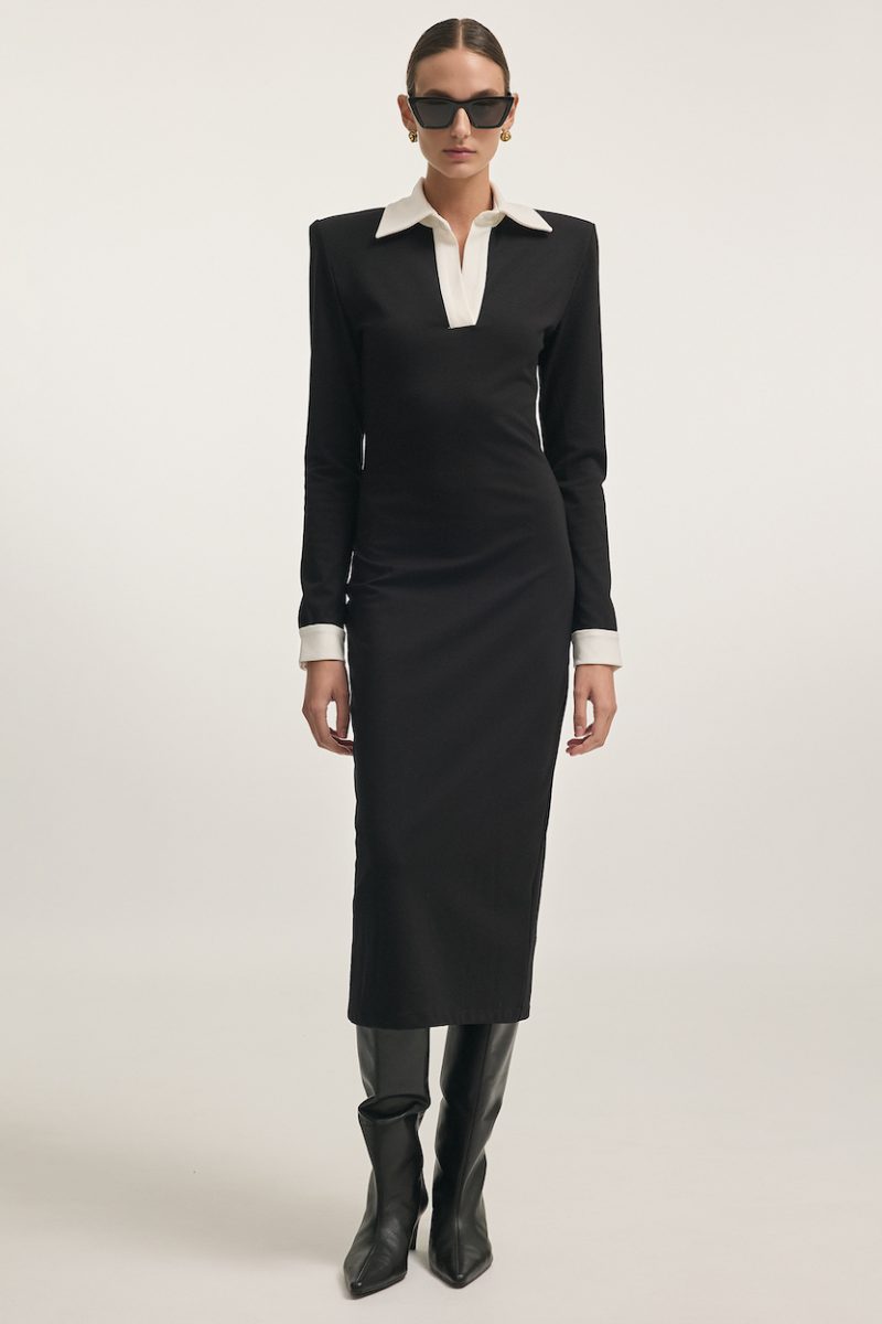 Deadline Maxi Dress Black/White