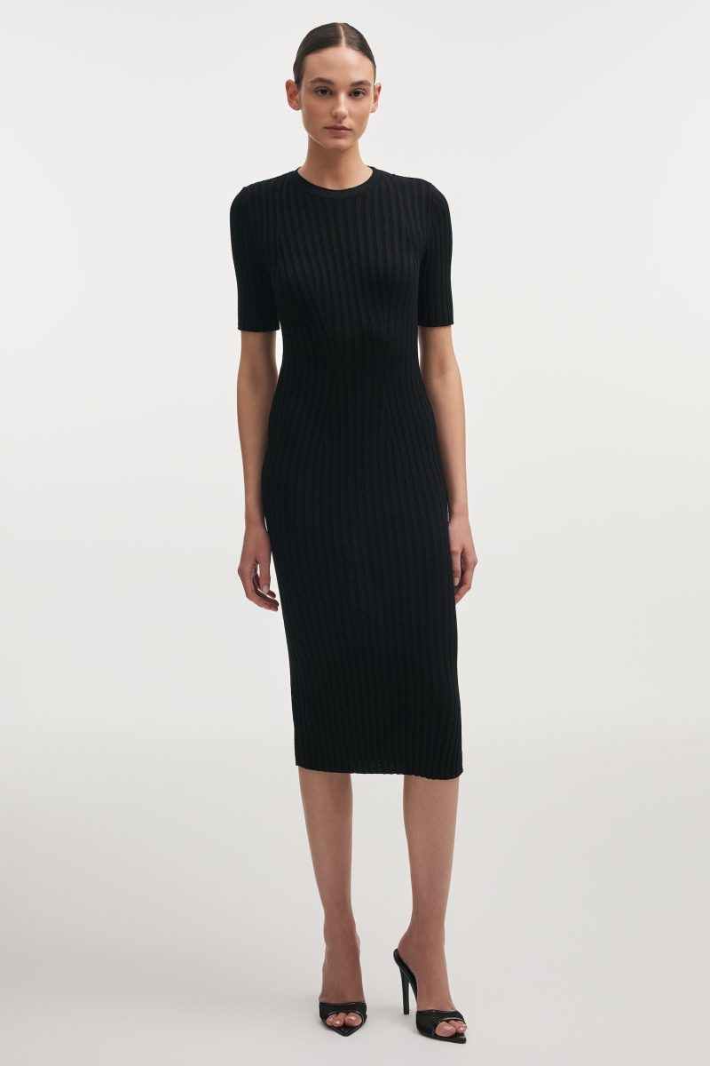 Femme Knitted Maxi Dress Black