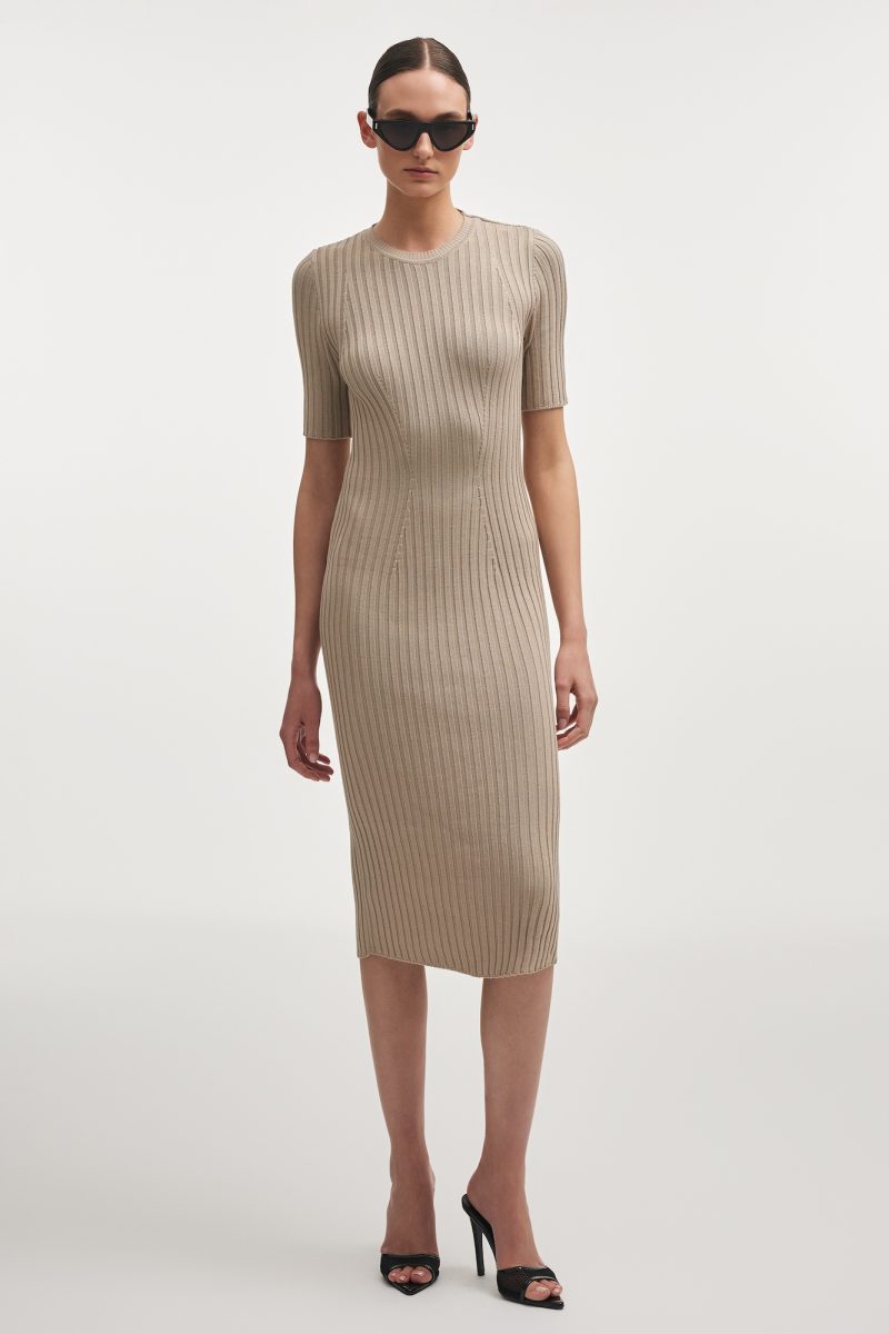 Femme Knitted Maxi Dress Greige