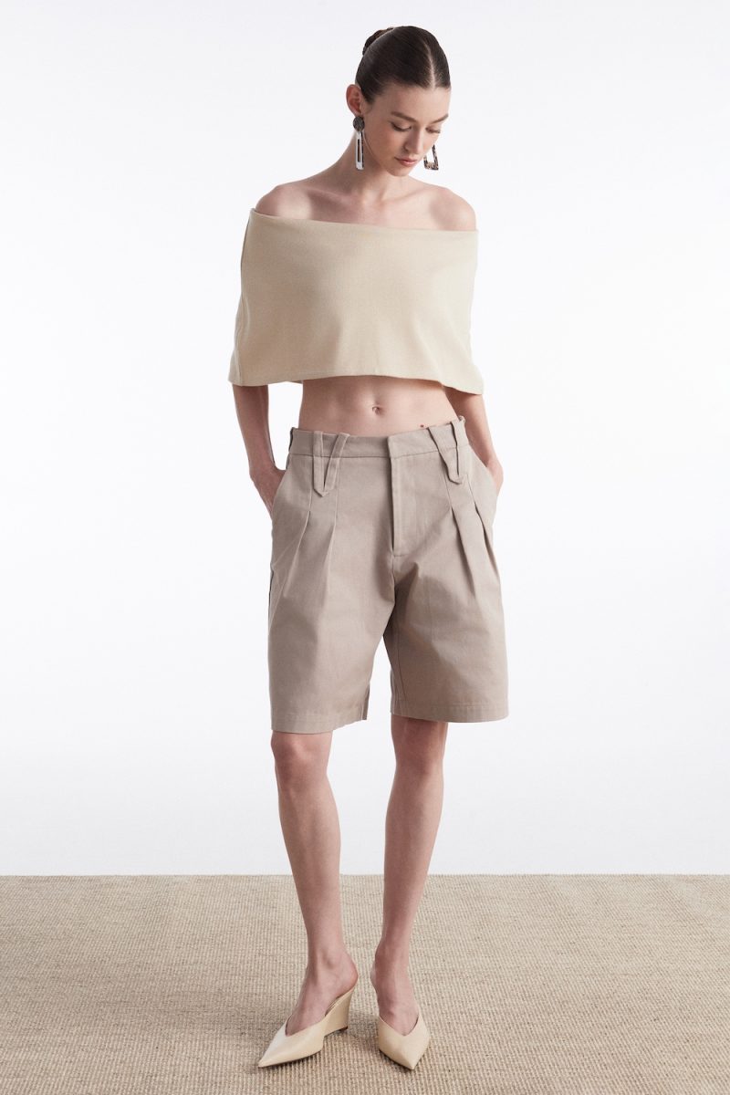 Fine Line Knitted Top Beige