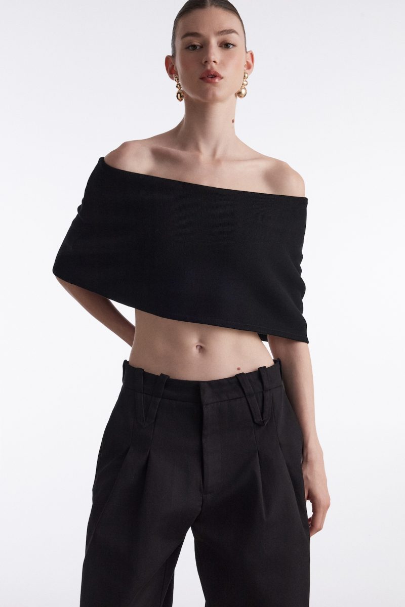 Fine Line Knitted Top Black
